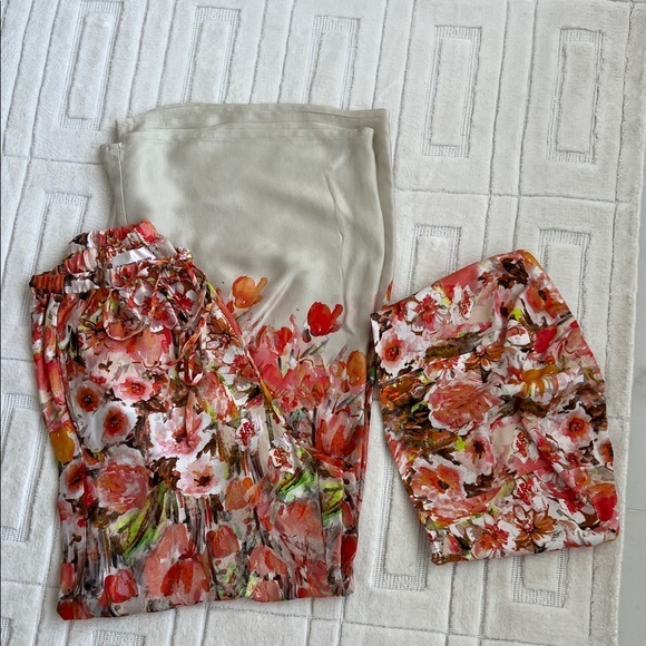 Lavender Brown Pants - Lavender Brown Colorful Floral Set Size XS